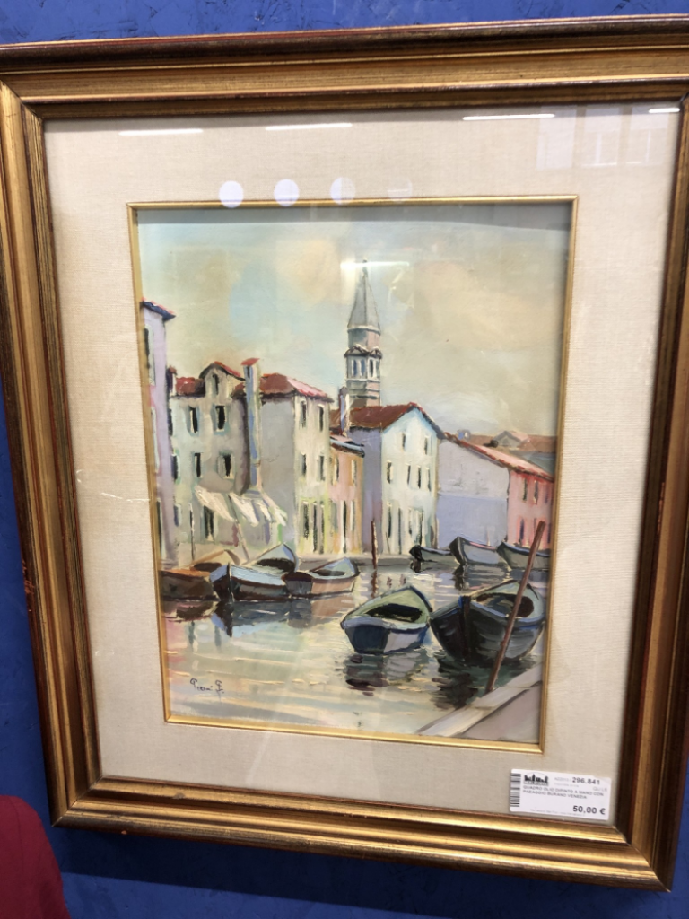 Mercatopoli Quadro Olio Dipinto A Mano Con Paeaggio Burano Venezia