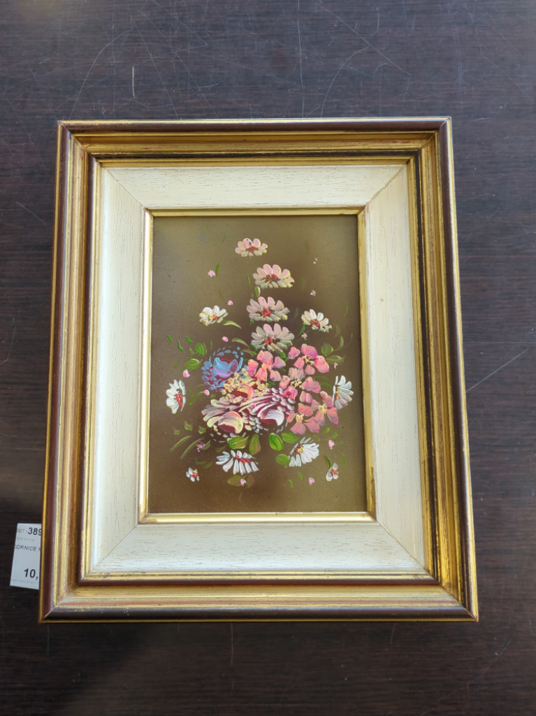 Mercatopoli Quadro Olio In Cornice Natura Morta 23 X 28