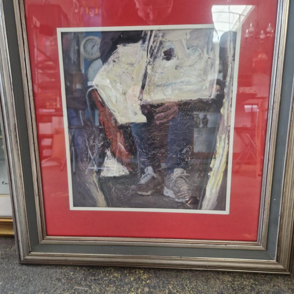 Mercatopoli QUADRO OLIO SU TAVOLA TULLIO SOGGETTO ASTRATTO PASS PARTOUT BORDEA CORNICE LEGNO GRIGIO E ARGENTATO