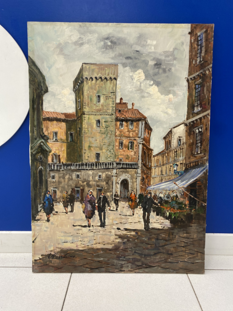 Mercatopoli Quadro Olio Su Tela 50x70 Senza Cornice Fiorentino