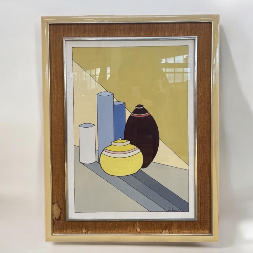 Mercatopoli QUADRO OLIO SU TELA 52X70 NATURA MORTA DI VITO ARCIERI CORNICE BEIGE