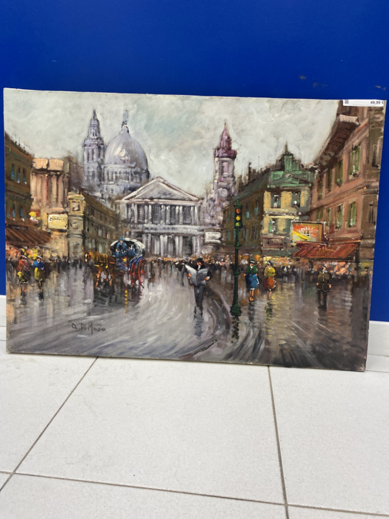Mercatopoli Quadro Olio Su Tela 70x50 Senza Cornice De Masi