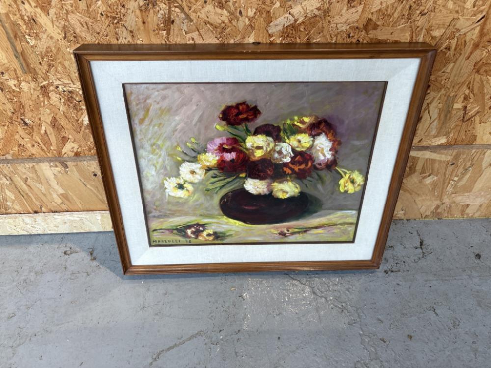 Mercatopoli QUADRO OLIO SU TELA VASO FIORI MARZULLI CORNICE LEGNO