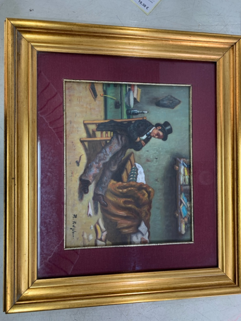 Mercatopoli QUADRO UOMO SEDUTO 52X46 CORNICE DORATA W