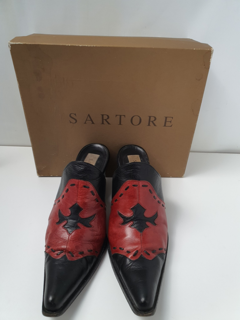 Mercatopoli Sabot Sartore Pelle Nera E Rossa N 38 ½ Con Scatola