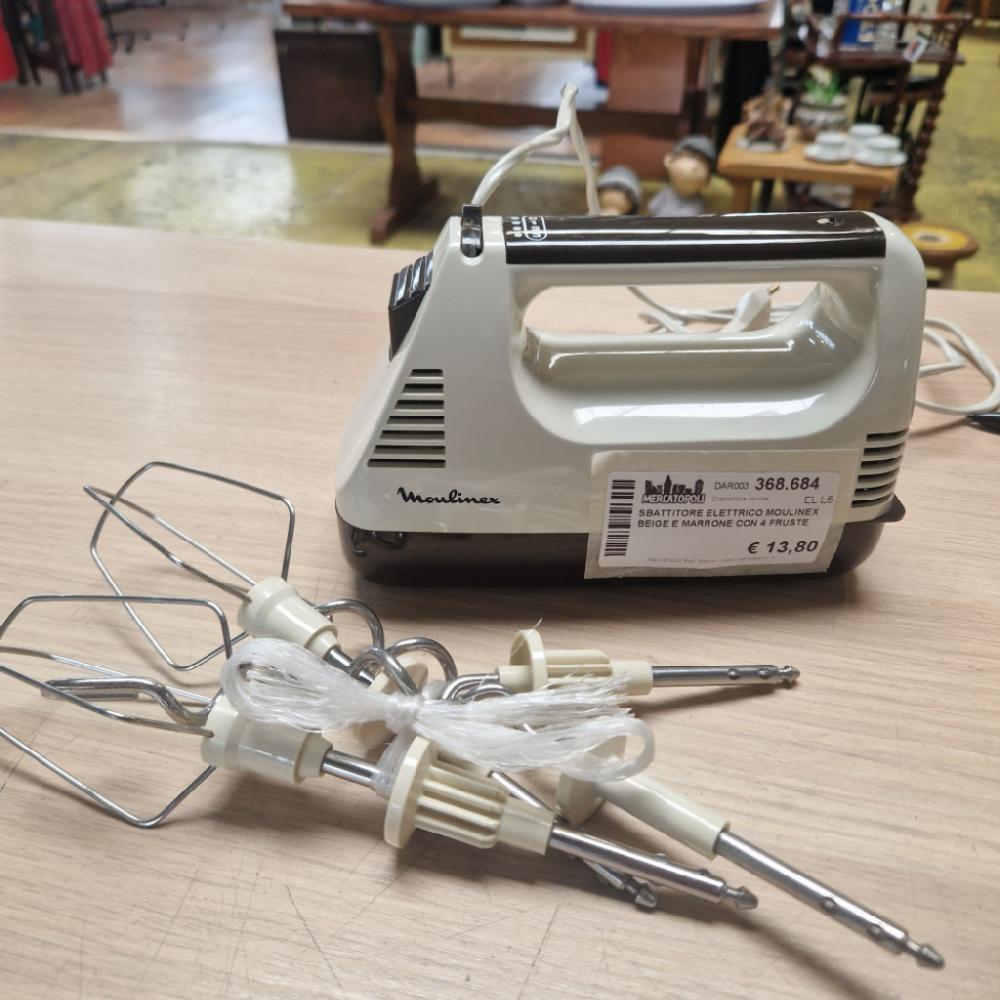Mercatopoli SBATTITORE ELETTRICO MOULINEX BEIGE E MARRONE CON 4 FRUSTE