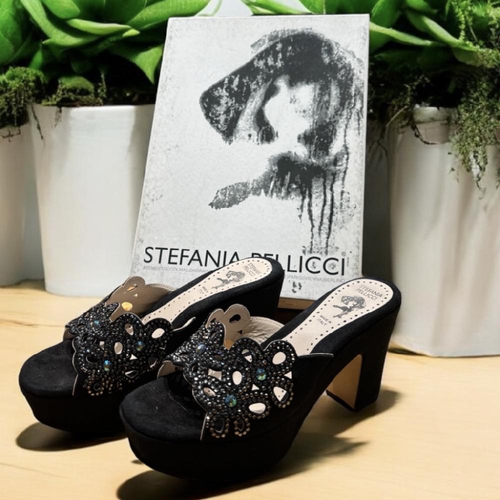 Mercatopoli SCARPE D STEFANIA PELLICCI NERE CON TACCO ALTO E STRASS TG.37 IN SCATOLA