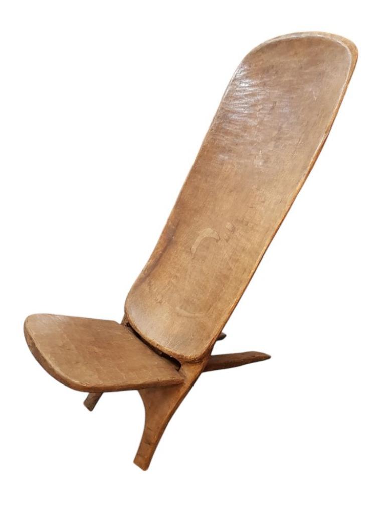 Mercatopoli Sedia Tribale Africana A Incastro Legno Scolpito A Mano Schiena Intagliata Rettile