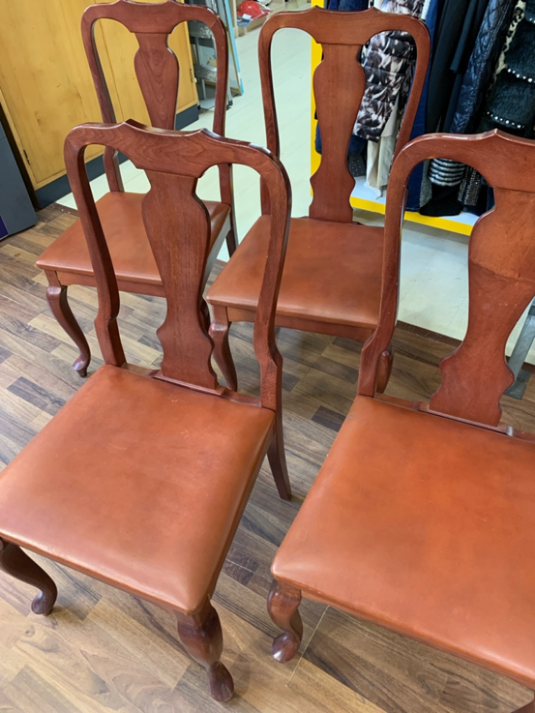 Mercatopoli SEDIE LEGNO PZ.4 MARRONE SEDUTA SIMIL PELLE W