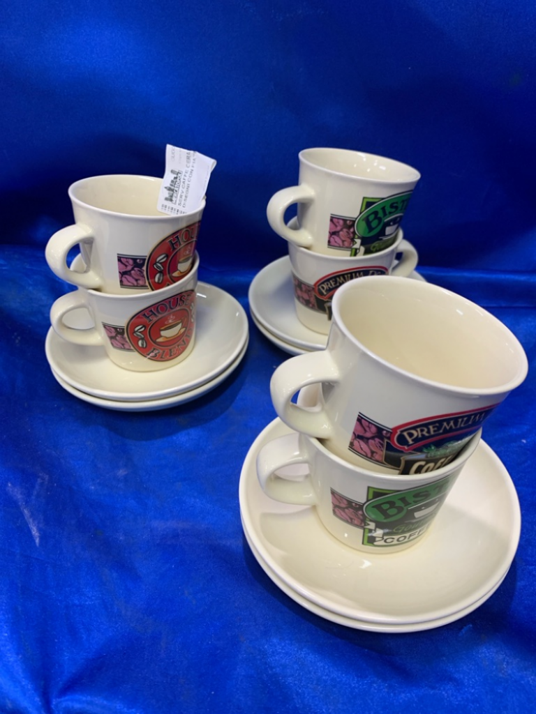 Mercatopoli SERV CAFFE CERAMICA BEIGE DISEGNI CON PIATTINI W