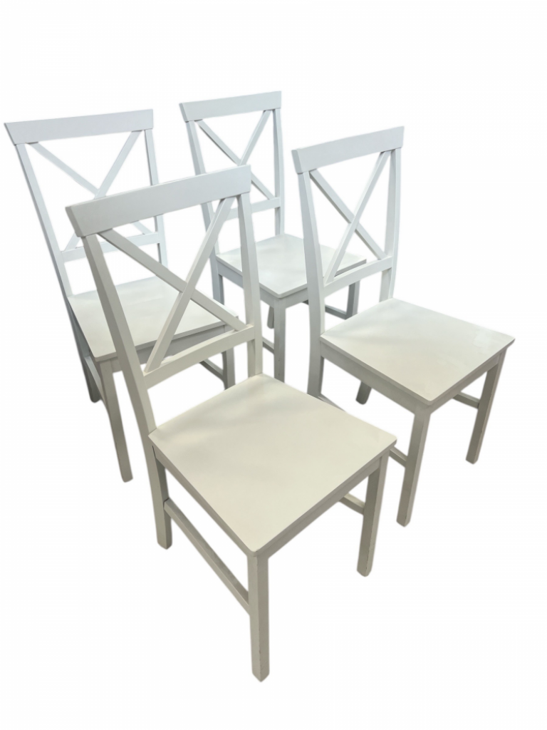 Mercatopoli Set 4 Sedie Bianche Legno Schienale Incrociate