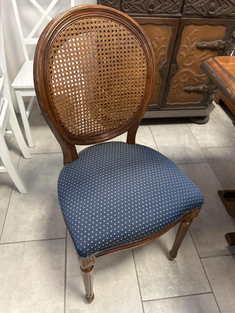 Mercatopoli Set 5 Sedie Seduta Tessuto Blu Schienale Paglia Vienna
