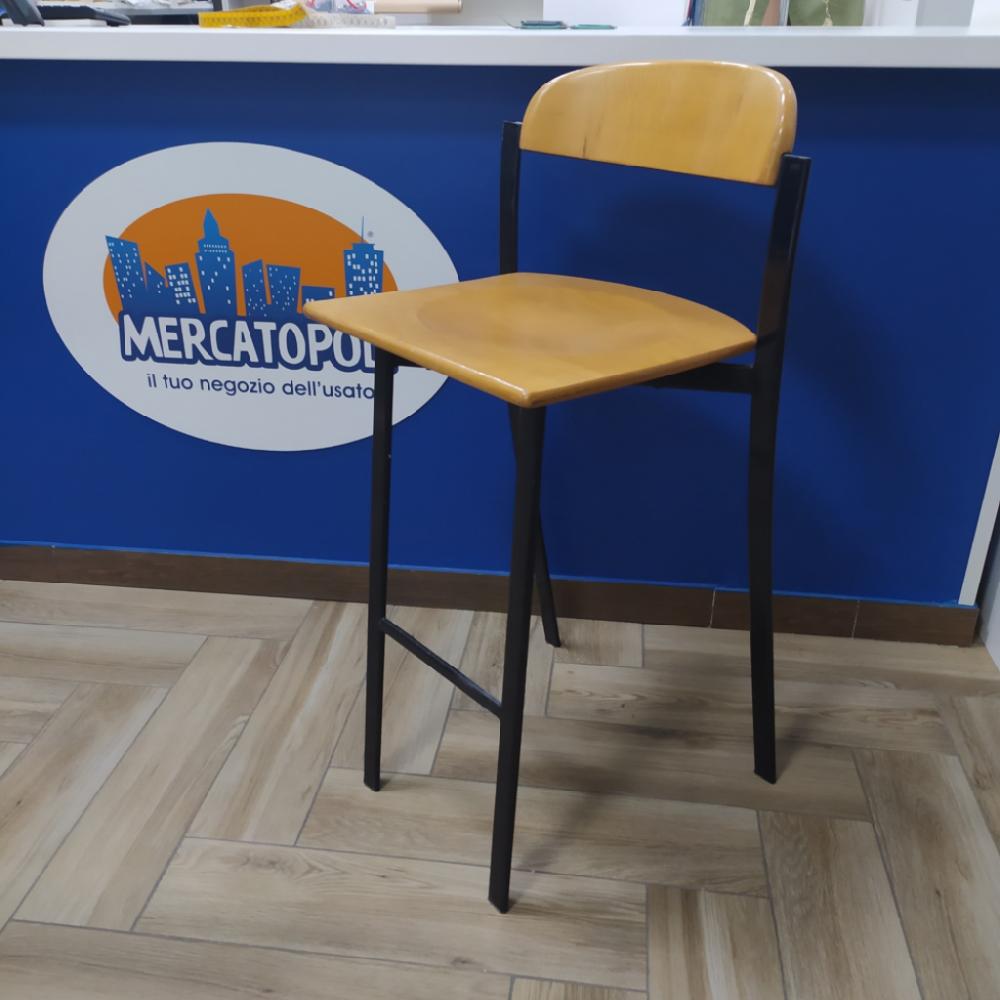 Mercatopoli Sgabello Per Piano Snack Legno/Metallo Altezza Seduta 68cm