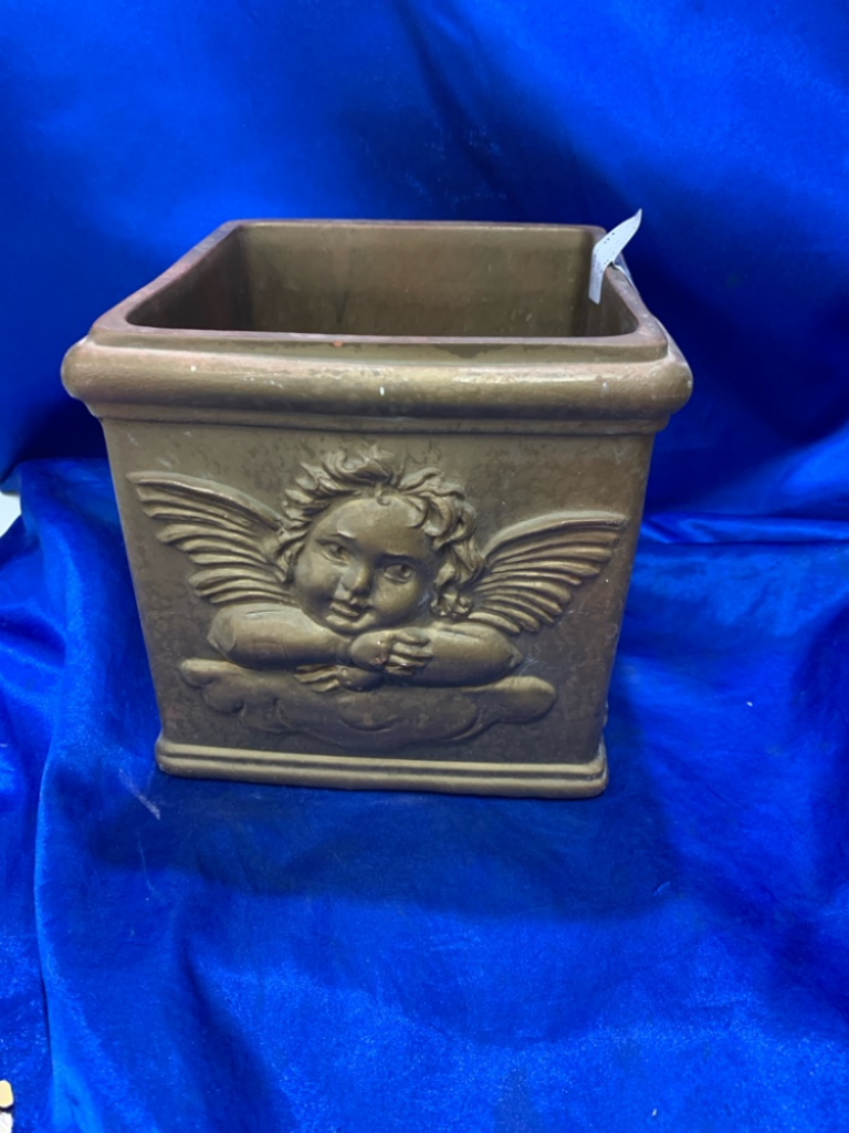 Mercatopoli SOTTOVASO TERRA COTTA ANGELI DORATO 18X18 H.18 W