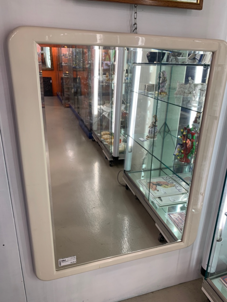 Mercatopoli Specchio Cornice Legno Laccato Avorio 68x96 Cm