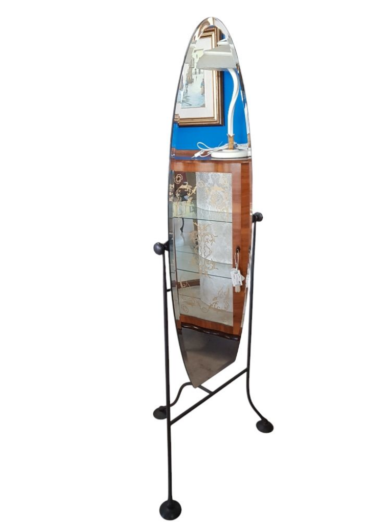Mercatopoli Specchio Da Terra Psiche Bifacciale Bordo Molato Struttura Ferro Battuto H 157cm