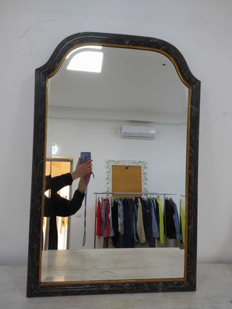 Mercatopoli Specchio Molato Cornice Legno Effetto Marmo 65x98cm