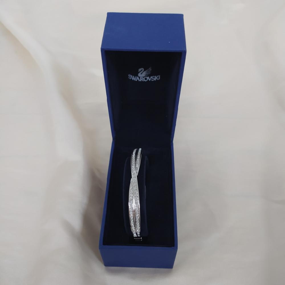 Mercatopoli Swarovski Bracciale Rigido Hyperbola Bianco Placcato Rodio