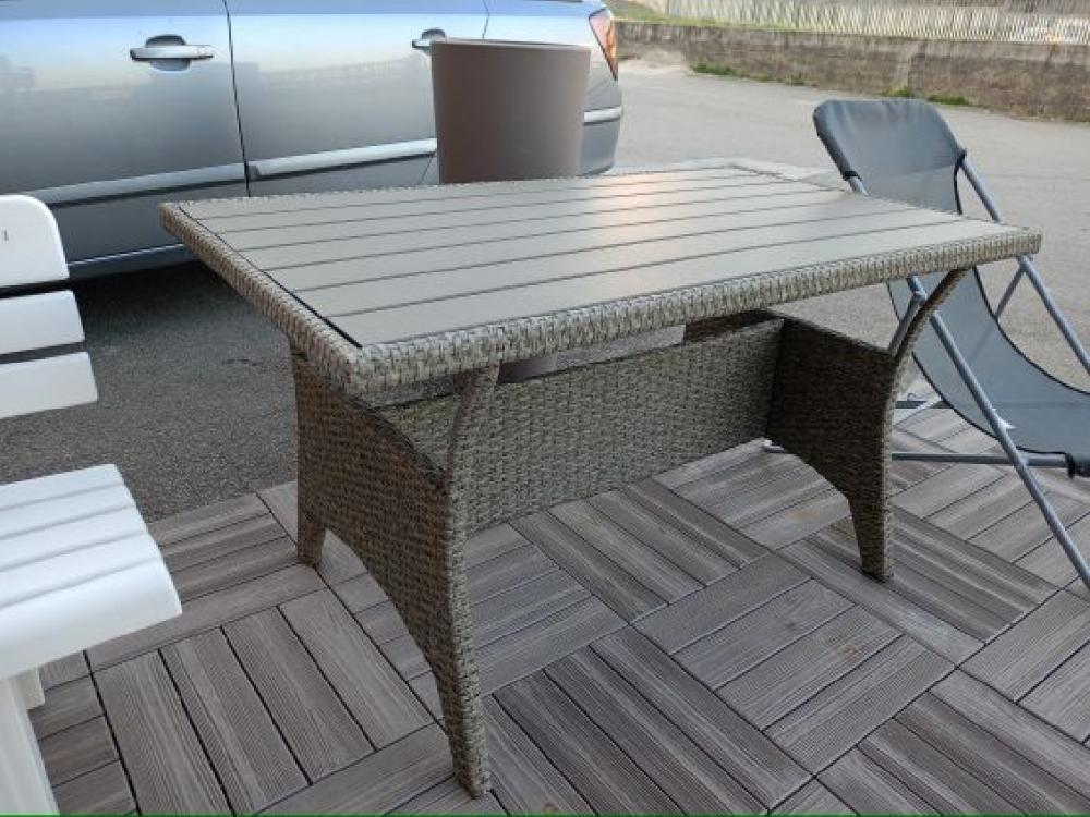 Mercatopoli Tavolo Da Giardino Grigio In Polirattan 4 Posti Vida