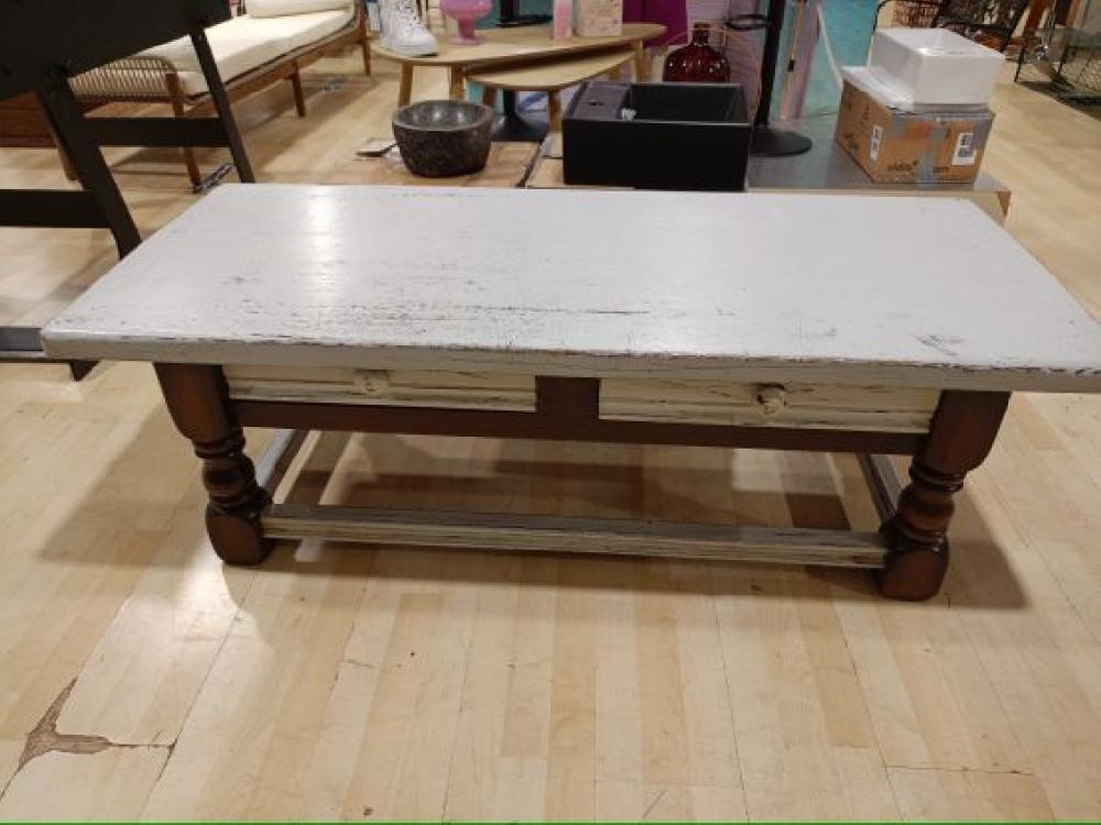 Mercatopoli Tavolo Da Salotto Due Cassetti In Legno Massello 150x66x48 Cm