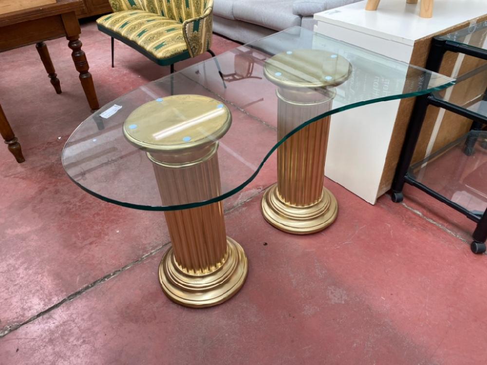 Mercatopoli Tavolo In Vetro Con Colonne Da Appoggio