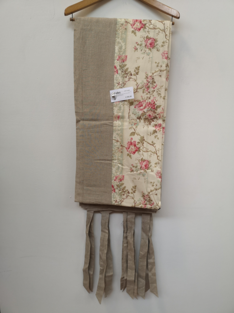 Mercatopoli Tenda Beige Con Fiori Lino Mis : 140x280 Cm Nuovi