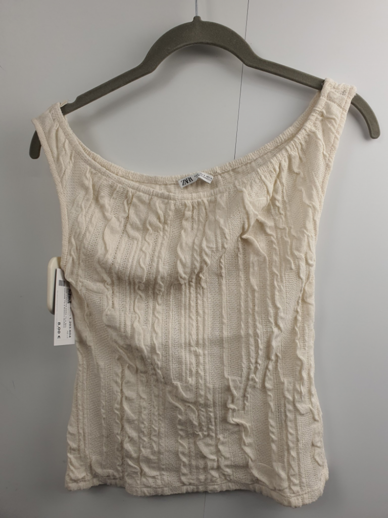 Mercatopoli Top Canotta Zara Filo 50% Cotone Tg S Bianco Burro
