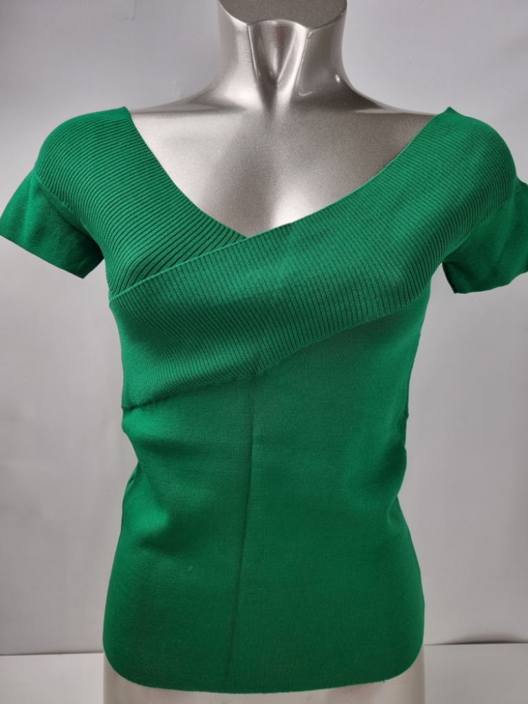 Mercatopoli Top Spalla Larga Un Jour Ailleur Paris Verde Smeraldo Tg S 65% Viscosa