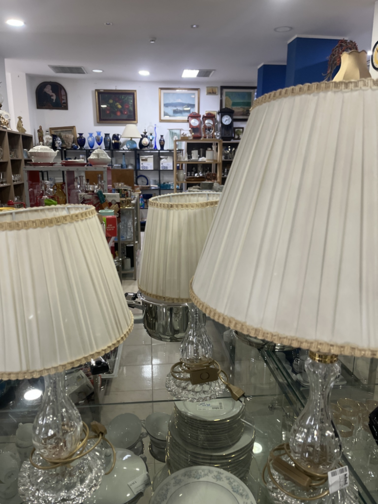 Mercatopoli Tris Di Lumi In Cristallo Con Paralume Plissettato