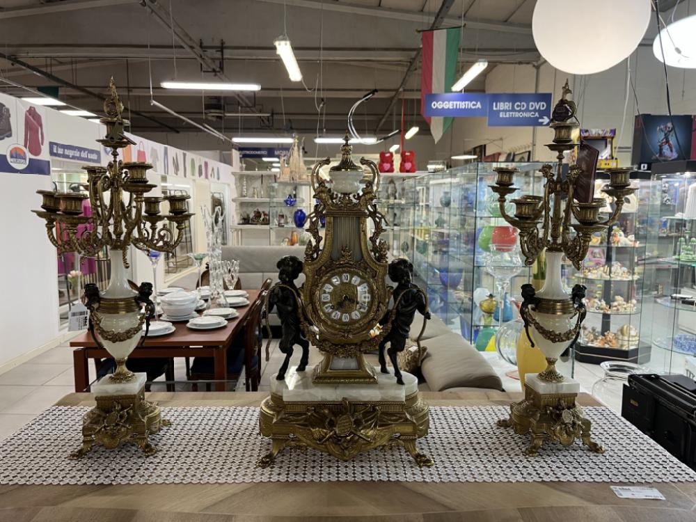 Mercatopoli Trittico Orologio Con Candelieri Minotauri Made In Italy