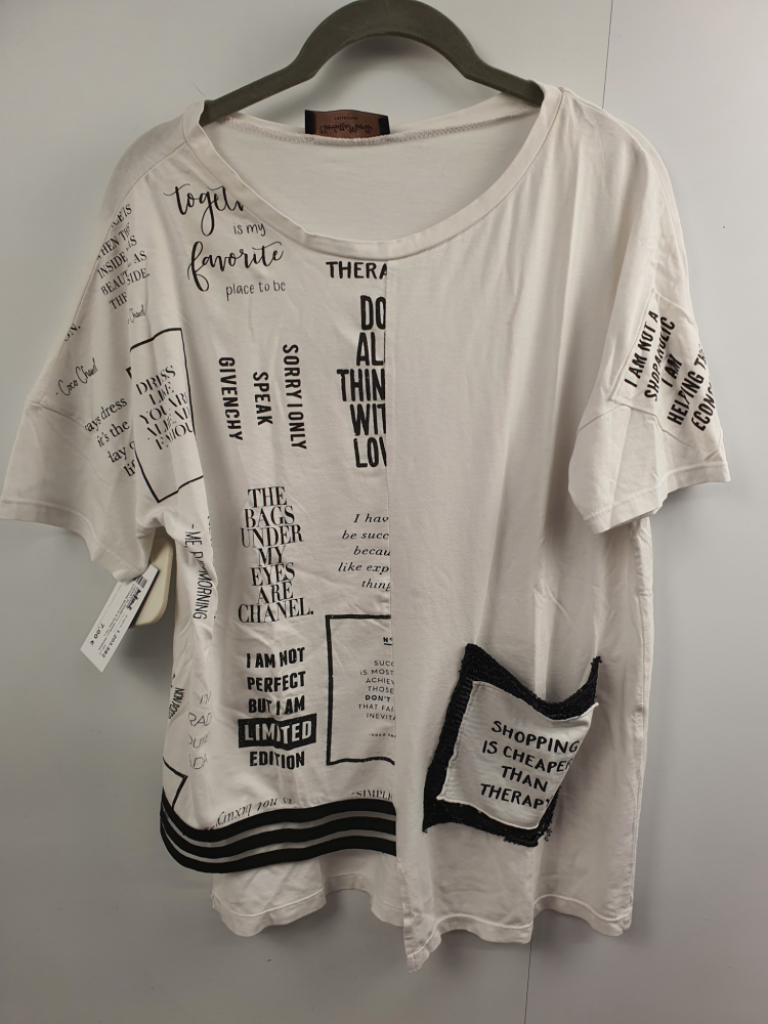 Mercatopoli Tshirt Elisabetta Minelli Donna Cotone Bianca E Nera Tg L