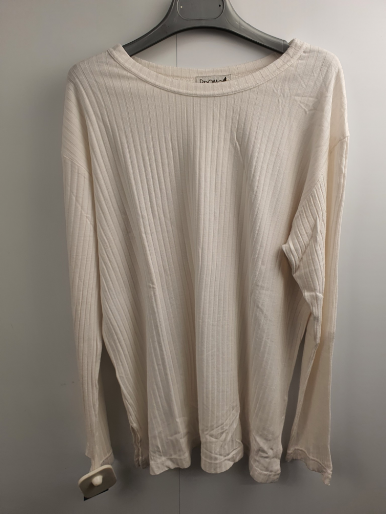 Mercatopoli Tshirt Manica Lunga Bianca Canettata Cotone Tg M Promode Anni 90