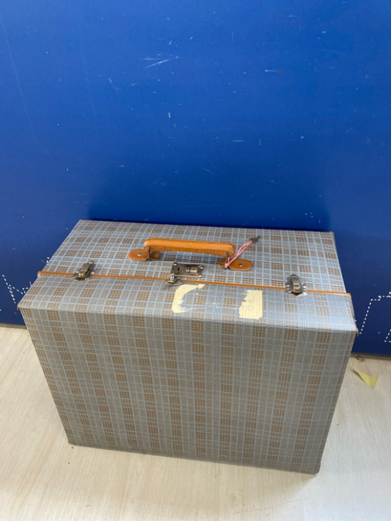 Mercatopoli VALIGETTA VINTAGE SCOZZESE AZZURRO MARRONE