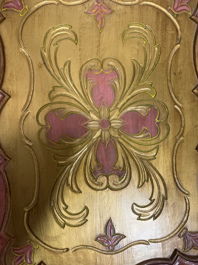 Mercatopoli Vassoio In Legno Con Decori Rosa Con Imperf