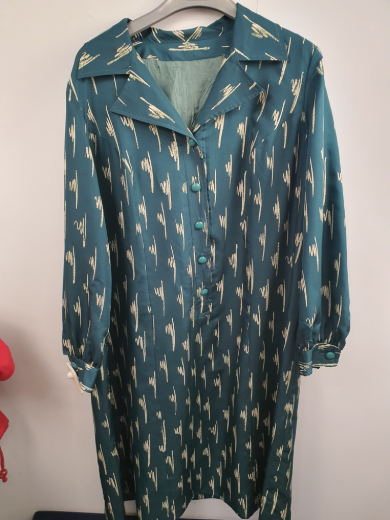 Mercatopoli Vestito Anni 60 Tg 48/50 Verde Tessuto Setificato Fodera Raso