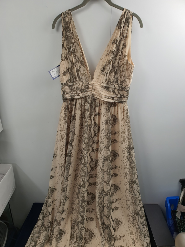 Mercatopoli Vestito Lungo Stile Impero H&m Tg 38 Eur Veste 42 Italia Voile Beige Fantasia Pitone