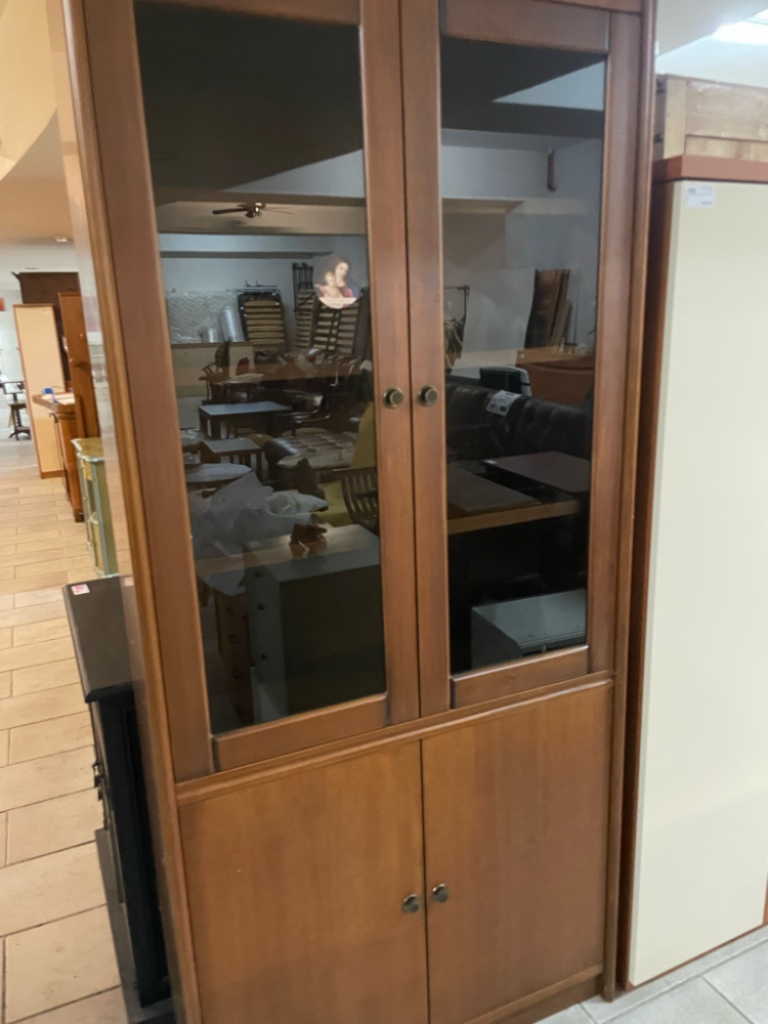 Mercatopoli Vetrina Legno Anni 60/70 Due Ante E Due Sporteli