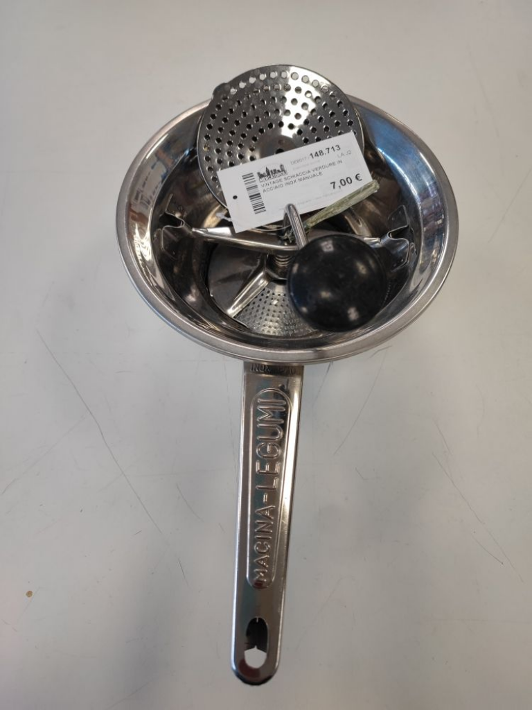 Mercatopoli Vintage Schiaccia Verdure In Acciaio Inox Manuale