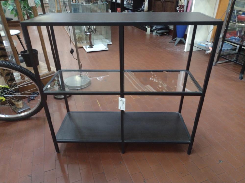 Mercatopoli VITTSJÖ Scaffale marrone-nero/vetro 100x93 cm