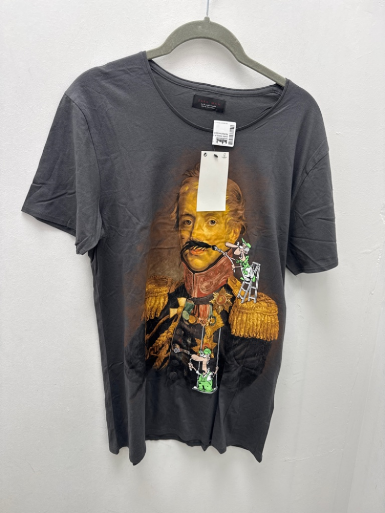 Mercatopoli Zara Maglia Gri Man Corta Personaggio Uomo M