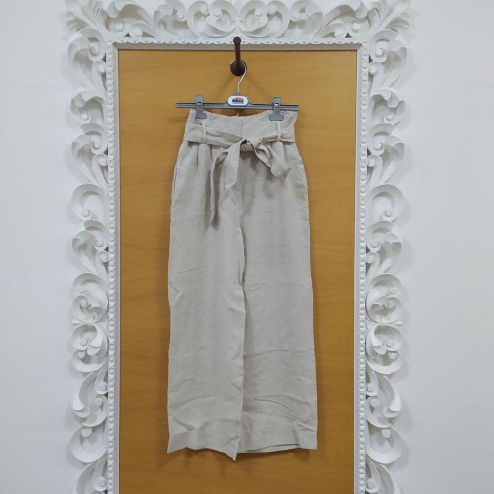 Mercatopoli Zara Pantapalazzo Lino Beige+cinta D/XS
