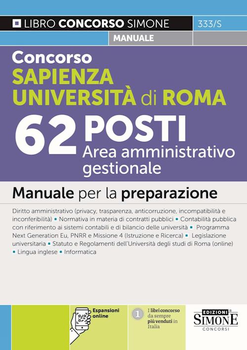 Hoepli Concorso Sapienza Università di Roma 62 posti Area amministrativo gestionale. Manuale per la preparazione. Con espansione online