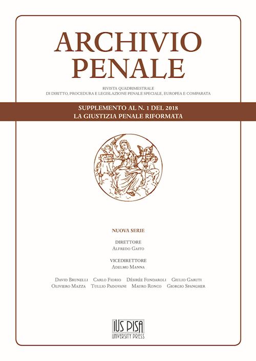 Hoepli ARCHIVIO PENALE Supplemento al N.1 del 2018