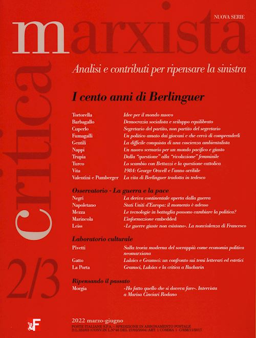 Hoepli CRITICA MARXISTA (2022). VOL. 2-3