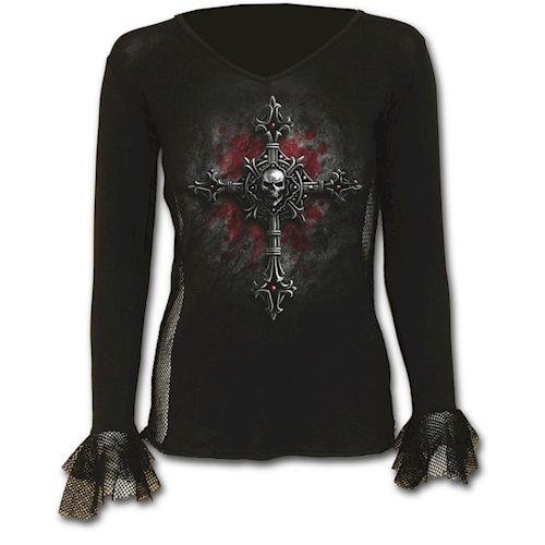 Hoepli Vamp Fangs Fish-net Side And Cuff V-neck M